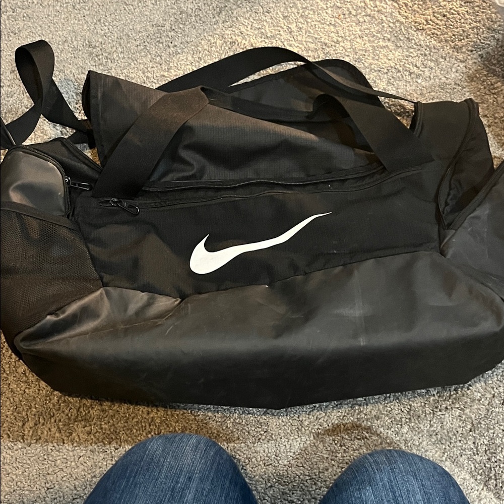 Nike Black and White Duffel Bag